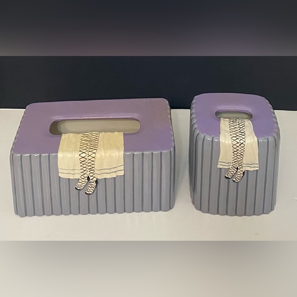 Annie Lee Glazed Resin "Primpin" Rectangle & Square Set of 2 Tissue Boxes Cover - Picture 10 of 16